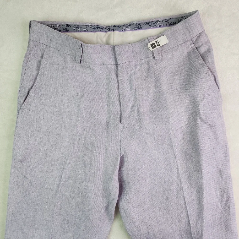 Baird McNutt Murano Alex Fit 100% Linen Pants Mens 30x32 Lavender Purple Trouser